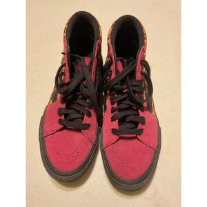 Vans Sk8 High Pro Leopard Print Suede Red Black Skate Shoes Men's Size 6